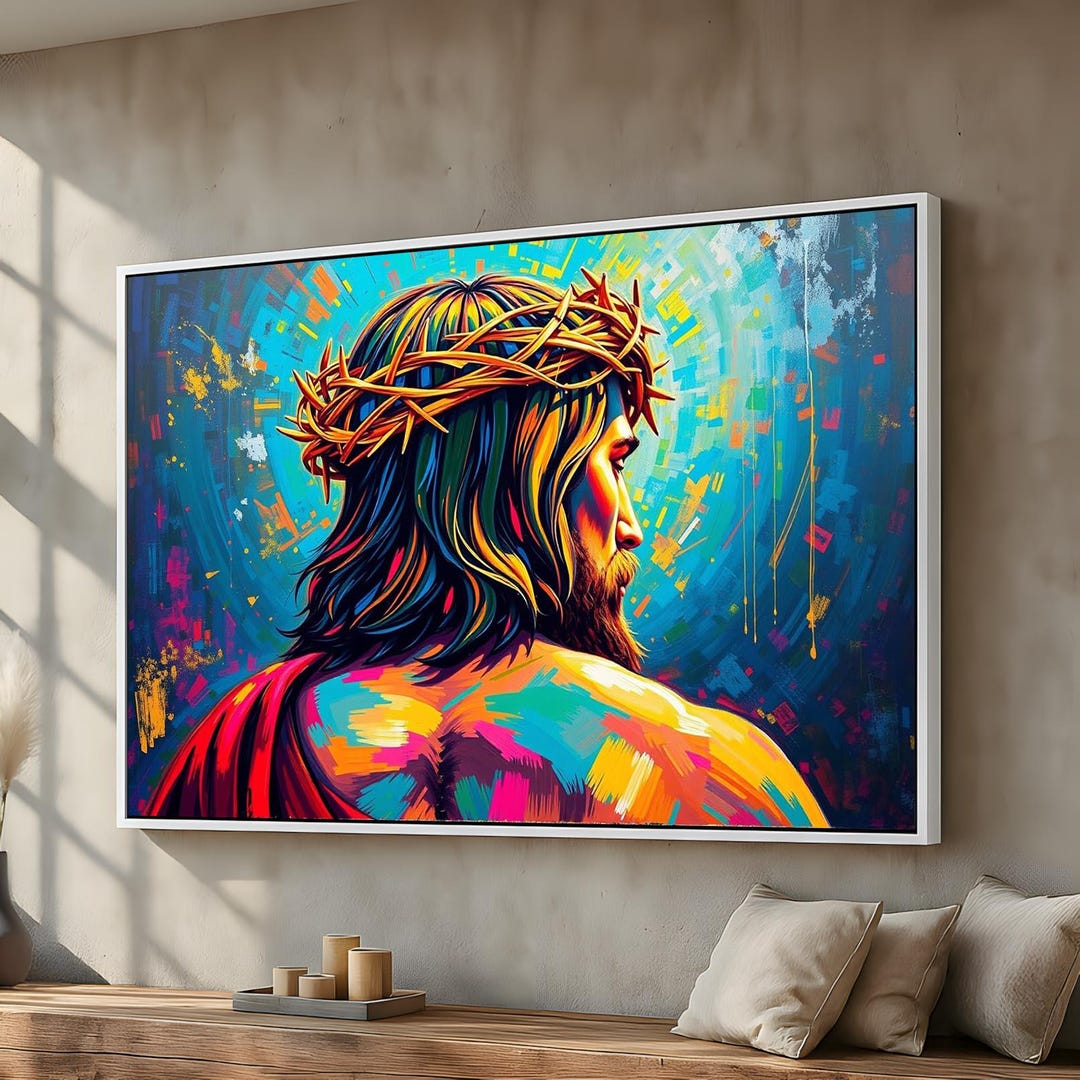 Jesus Crown of Thorns | Vibrant Christian Canvas Wall Art ...