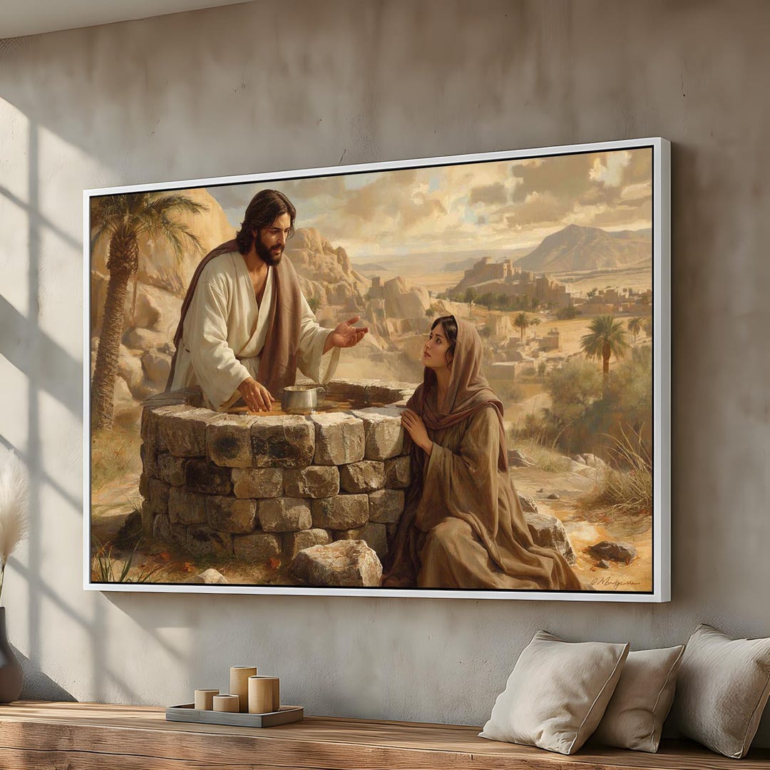 Jesus and the Samaritan Woman Canvas Wall Art | Christian Faith Decor ...