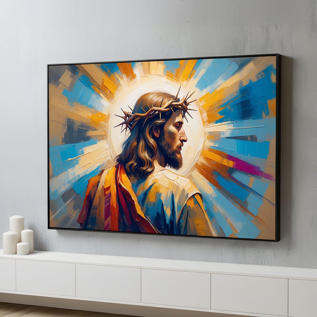 Jesus With Crown of Thorns Canvas Wall Art | Christian Faith Decor ...
