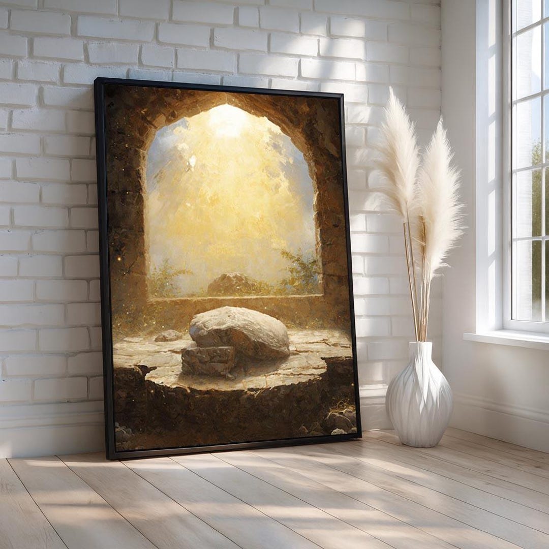 Empty Tomb Resurrection Canvas Wall Art | Christian Faith Artwork | He ...
