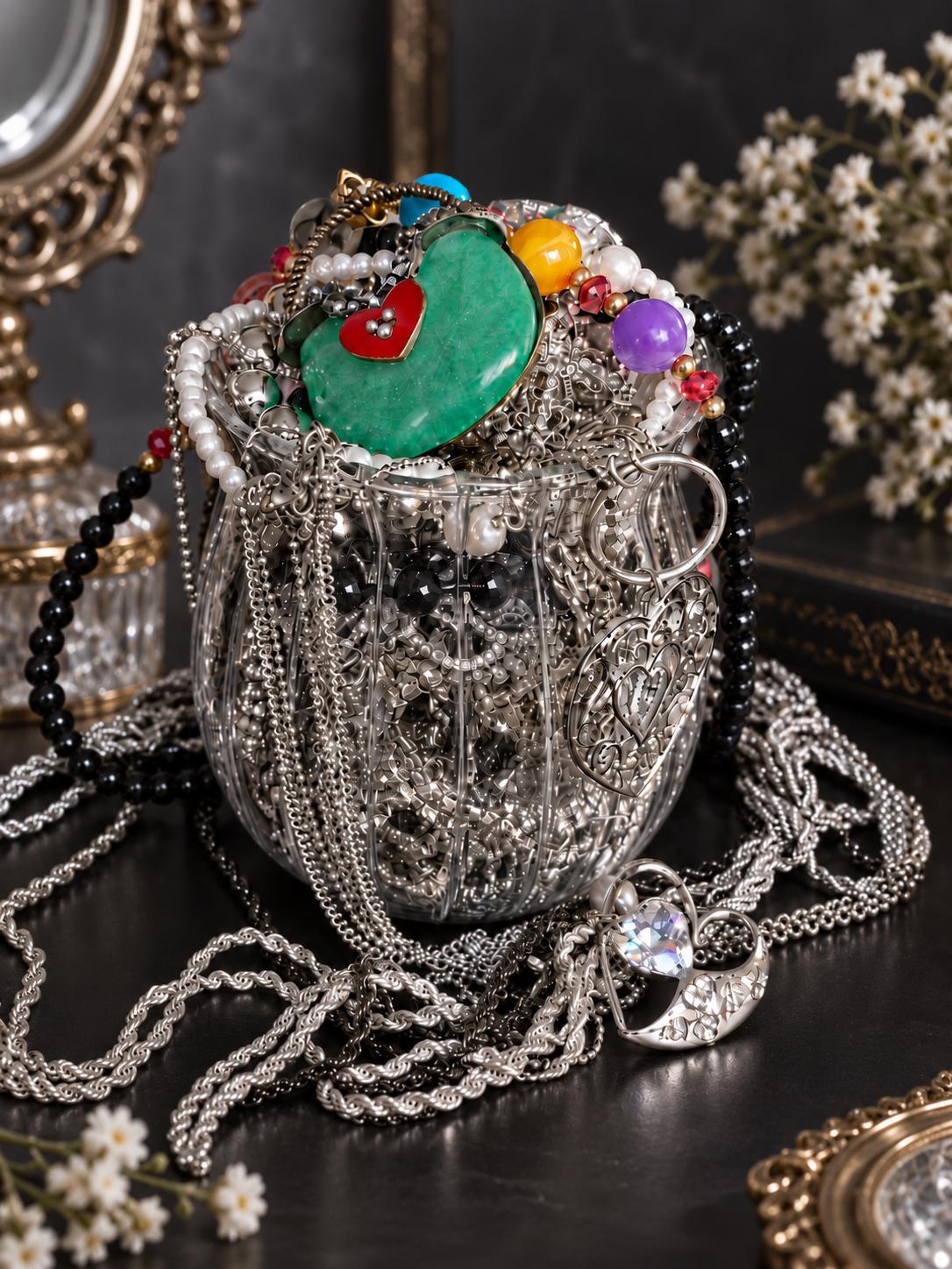 Mystery jewelry jar silver - Etsy 日本