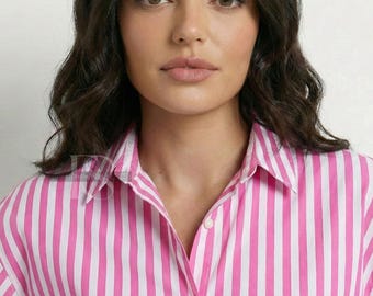 Striped Shirt Women: Loose Casual Blouse Top