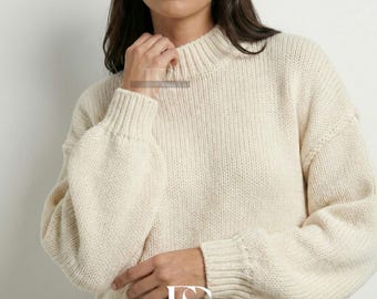 Long Sleeve Jumper For Women, Casual Knit Pullover Sweater, Lightweight Pullover Sweater, Round Neck Loose Fit Knit Top, Spring Autumn Top