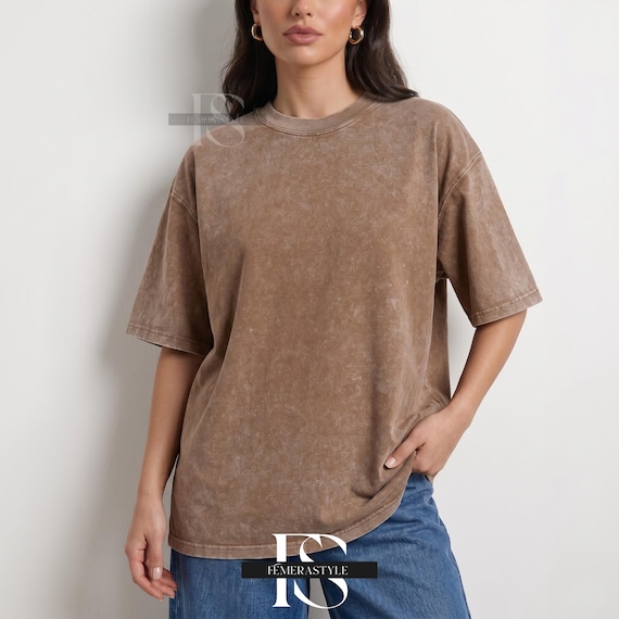 Women’s Oversized Vintage Washed T-Shirt, 230G Heavy Cotton, Loose Fit Short Sleeve Casual Top, Summer Tee For Women, Comfy Daily Wear