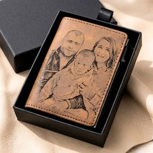 Personalisiertes Lederportemonnaie mit Foto, Initialen & Text | RFID Slim Wallet für Männer, Geschenkidee, hochwertige Echtleder-Geldbörse image 1