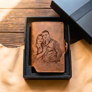 Personalisierte Leder-Geldbörse mit Foto-Gravur – Einzigartiges Geschenk für Männer