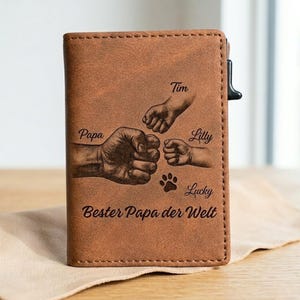 Brieftasche Leder Herren mit Gravur, Personalisierter Geldbeutel, Portemonnaie, Geschenk für Ihn, Vatertag, Geburtstag für Papa