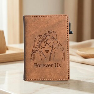 Exklusives Geschenk für Ehemann – Herren Leder Portemonnaie personalisiert mit Gravur, Slim RFID Wallet image 1