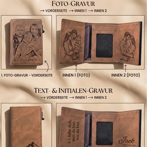 Personalisiertes Lederportemonnaie mit Foto, Initialen & Text | RFID Slim Wallet für Männer, Geschenkidee, hochwertige Echtleder-Geldbörse image 6