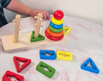 Montessori Shape Sorter Wooden Toy | Fine Motor Skills Toy | Educational Sorting Puzzle