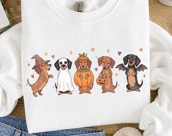 Halloween Dachshund PNG | Cute Wiener Dog Design | Spooky Season Doxie Dog PNG | Fall Graphic for Shirts Stickers Sublimation