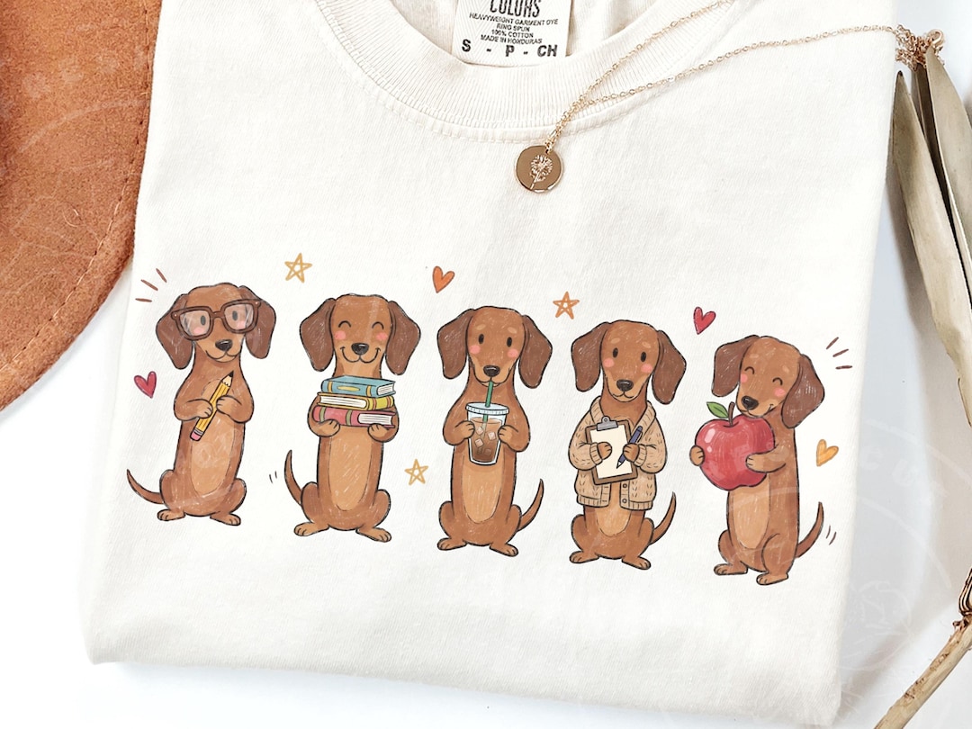 Teacher Dachshund PNG | Cute Wiener Dog Design | Back to School PNG | Educator Graphic for