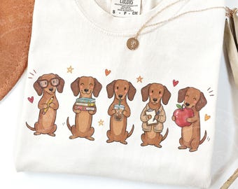 Teacher Dachshund PNG | Cute Wiener Dog Design | Back to School PNG | Educator Graphic for Shirts Stickers Sublimation