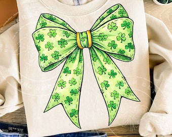 St Patrick’s Day Coquette Bow PNG | Shamrock Bow Sublimation