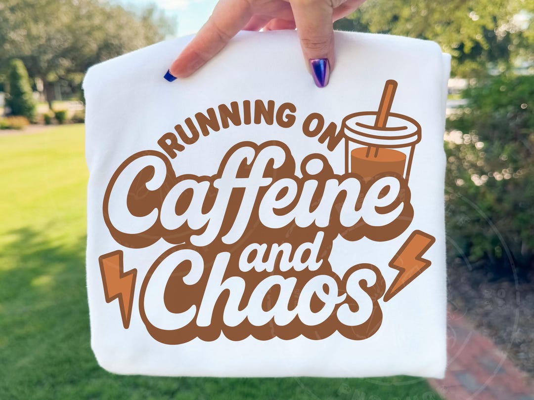 Running on Caffeine and Chaos PNG | Retro Coffee Teacher Mom Design ...