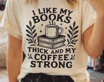 Books and Coffee PNG: Reading Quote Graphic (Digital Download)