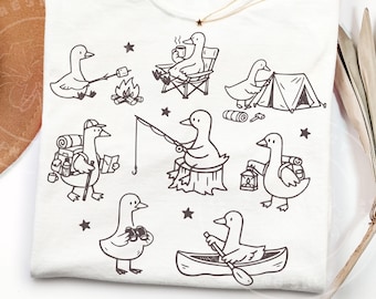 Silly Goose Camping PNG, Funny Goose Shirt Design, Camping Goose SVG, Cute Campfire Goose PNG, Outdoors Humor