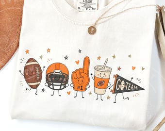 Orange and Black Football PNG | Doodle Crew | Cute Football Team PNG | Orange Black Team Spirit Sublimation | Football Fan Shirt Design
