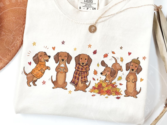 Fall Dachshund PNG | Doodle Crew | Cute Wiener Dog PNG | Cozy Autumn Dog Mom Sublimation | Doxie Dog Owner Shirt Design