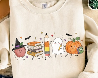 Halloween Teacher PNG | School Doodles | Cute Spooky Teacher PNG | Teacher Halloween Sublimation | Halloween Teacher Shirt Design