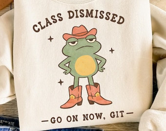 Last Day of School PNG | Western Teacher Shirt Design | Funny Frog Summer Break Graphic