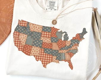 USA 250th Anniversary Quilted Map PNG | Patchwork United States Digital Download | America 250 Sublimation Design