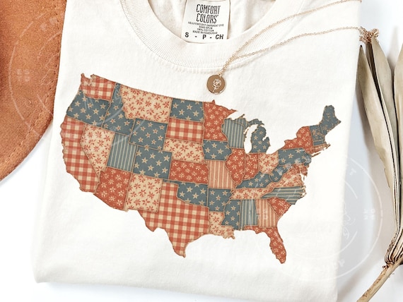 USA 250th Anniversary Quilted Map PNG | Patchwork United States Digital Download | America 250 Sublimation Design
