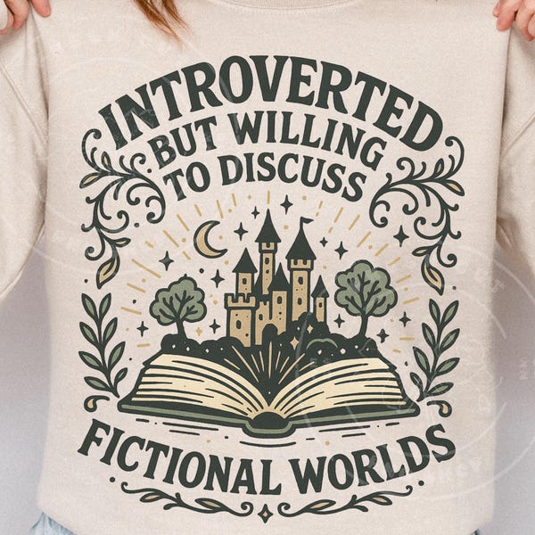 Introverted Book Lover PNG: Fictional Worlds Castle Graphic (Digital Download)