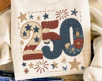 America 250 Chunky Faux Yarn PNG | USA 250th Patriotic Knit Texture Design | Fourth of July 2026