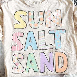 Sun Salt Sand PNG, Beach Summer Shirt Design, Retro Summer Vacation Shirt Sublimation, Coastal Graphic Tee Design