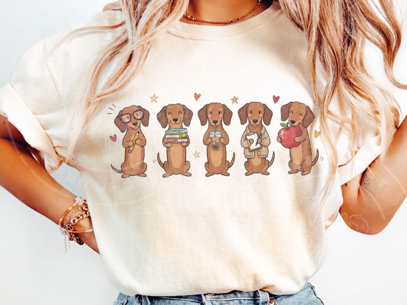 Teacher Dachshund PNG | Cute Wiener Dog Design | Back to School PNG | Educator Graphic for Shirts Stickers Sublimation image 2