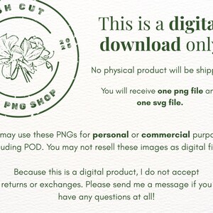 K&ouml;nnte beinhalten: Digitaler Download-Grafik mit dem Text: "Dies ist nur ein digitaler Download." Enth&auml;lt einen gr&uuml;nen runden Stempel mit floralem Design und dem Text "FRESH CUT PNG SHOP". Der Download beinhaltet eine PNG- und eine SVG-Datei.
