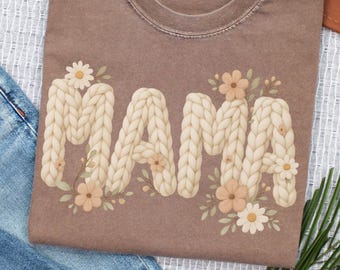 Mama Chunky Knit Floral PNG