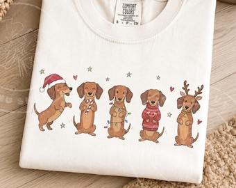 Jultax PNG | Söt wienerhunddesign | Holiday Doxie-hund PNG | Julgrafik för skjortklistermärken sublimering