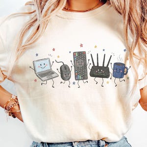 IT Doodle PNG, Computer Tech Shirt Design, IT Support Graphic, Tech Support, Computer Technician Gift, Cute Computer Geek Doodle Characters image 2