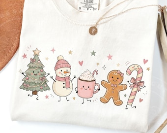 Coquette Christmas PNG | Doodle Crew | Söt rosa rosett PNG | Flickig pastell julsublimering | Coquette julskjortadesign
