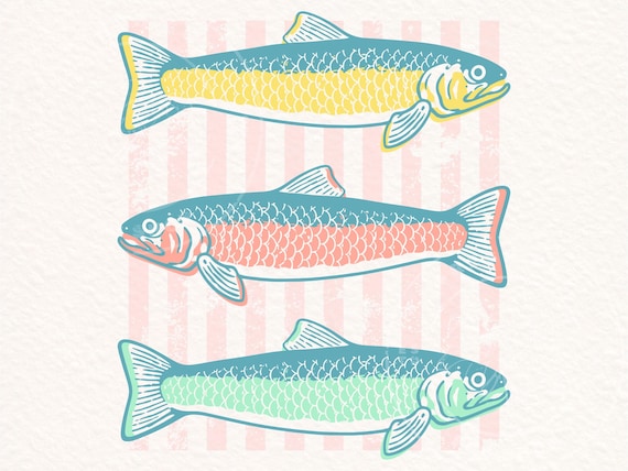 Preppy Fish PNG | Coastal Sardines Shirt Design | Retro Style Nautical Illustration | Summer T-Shirt Sublimation