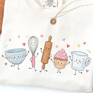 Baking Lover PNG | Doodle Characters | Cute Baking Crew Shirt Design | Baker Sublimation | Cupcake Rolling Pin Whisk