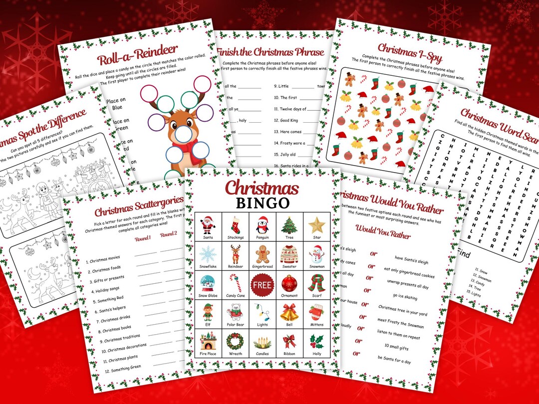 Christmas Games Bundle Printable | Holiday Party Games Pack | Fun ...
