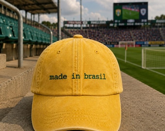 Embroidered Brasil Hat, Made in Brazil Hat, 2026 Vintage Embroidered Football Dad Hat, Soccer Gift for Football Fans, Brasilia Unisex Hat