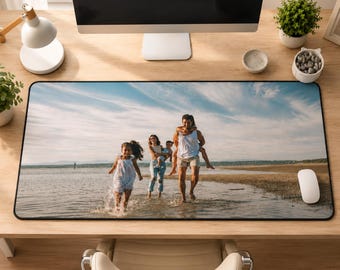 Custom Printed Large Mouse Pad, Personalized Family Photo Desk Mat, Unique Keyboard Accessory, Desk Decor Aesthetic, Custom Office Gift
