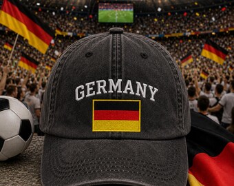 Embroidered Germany Flag Cap, Germany World Football Vintage Cotton Dad Cap, Germany Sport Fan Gift, Germany Flag Hat, Germany Football Gift