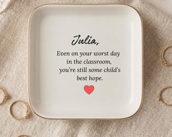 Personalized Teacher Appreciation Gift, Thank You Gift Ring Dish, Thank You Teacher Name  Trinket Tray, Gifts for Teacher End of Year