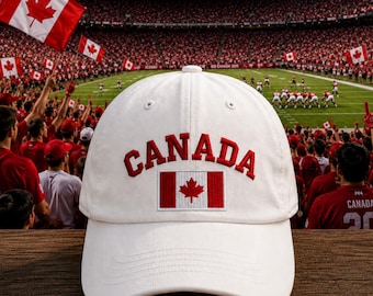 Canada Hat Embroidered,  Canada Flag Hat, Vintage Cotton Dad Cap, Country Flag Hat , Canada Hat for Men or Women