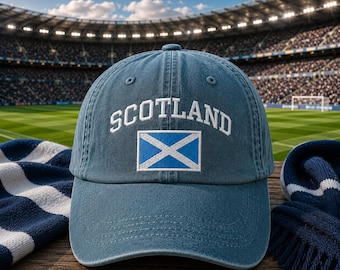 Embroidered Scotland Flag Hat, Scotland Hats for Men, Vintage Embroidered Football Dad Hat, Brazil Scotland Football Hat