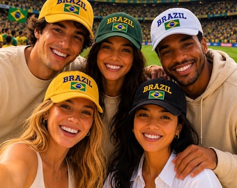 Brazil Embroidered Hat, Brazil Soccer Hat Vintage, Brazil Football Hat, Brazil Country Flag Hat