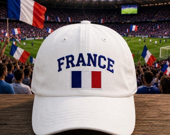 Embroidered France Flag Cap, France Soccer Cap, Vintage Cotton Dad Cap, France Hat, Football Gift