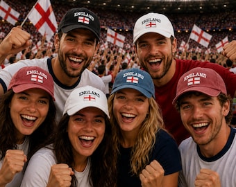 Embroidered England Flag Cap, English World Football Vintage Cotton Dad Cap, England Sport Fan Gift, England Flag Hat, England Football Gift