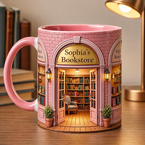 Personalized Bookstore Mug, Custom Name Library Coffee Mug, Book Lover Gift, Reading Nook Cup, Bibliophile Gift for Her, Cozy Reader Mug