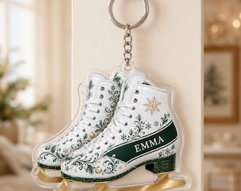Personalized Ice Skate Keychain, Custom Name Figure Skating Keyring, Acrylic Skates Charm, Figure Skater Gift, Winter Sports Keepsake